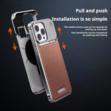 2in1 Aluminum Leather Magnetic Metal Frameless Aromatherapy Case For iPhone