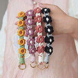 Braided Cotton Rope Flower Phone Chain Lanyard