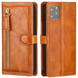 Luxury Leather Zipper Flip Wallet Case For iPhone