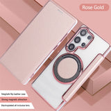 Flip Slot Card Leather Wallet Clear MagneticCase For Samsung