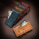 Luxury Leather Zipper Flip Wallet Case For iPhone