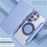 Flip Slot Card Leather Wallet Clear MagneticCase For Samsung