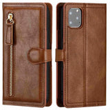 Luxury Leather Zipper Flip Wallet Case For iPhone