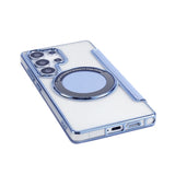Flip Slot Card Leather Wallet Clear MagneticCase For Samsung