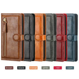Luxury Leather Zipper Flip Wallet Case For iPhone
