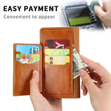Luxury Leather Zipper Flip Wallet Case For iPhone