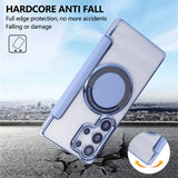 Flip Slot Card Leather Wallet Clear MagneticCase For Samsung