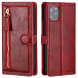 Luxury Leather Zipper Flip Wallet Case For iPhone