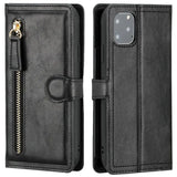 Luxury Leather Zipper Flip Wallet Case For iPhone