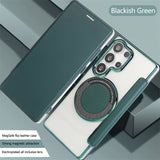 Flip Slot Card Leather Wallet Clear MagneticCase For Samsung