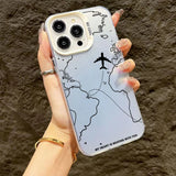 Matte Travel-Inspired Airplane Route Design Case for iPhone