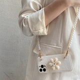 Crossbody Leather Cute Bead Flower Holder Case For iPhone