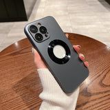 Magsafe Matte Glass Camera Lens Protection Case For iPhone