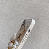 Crossbody Leather Cute Bead Flower Holder Case For iPhone