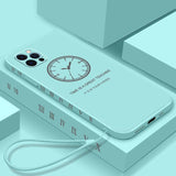 Ultra-thin Cute Clock Square Liquid Silicone Phone Case For iPhone