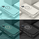 Ultra-thin Cute Clock Square Liquid Silicone Phone Case For iPhone