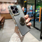 Glitter Diamond Gradient Ring Bracket Case For iPhone