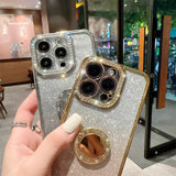 Glitter Diamond Gradient Ring Bracket Case For iPhone