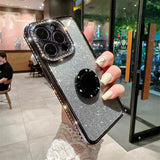 Glitter Diamond Gradient Ring Bracket Case For iPhone