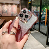 Glitter Diamond Gradient Ring Bracket Case For iPhone
