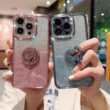 Glitter Diamond Gradient Ring Bracket Case For iPhone