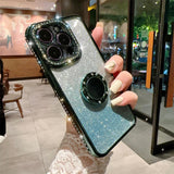 Glitter Diamond Gradient Ring Bracket Case For iPhone