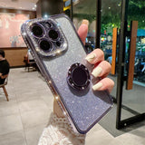 Glitter Diamond Gradient Ring Bracket Case For iPhone