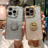 Glitter Diamond Gradient Ring Bracket Case For iPhone