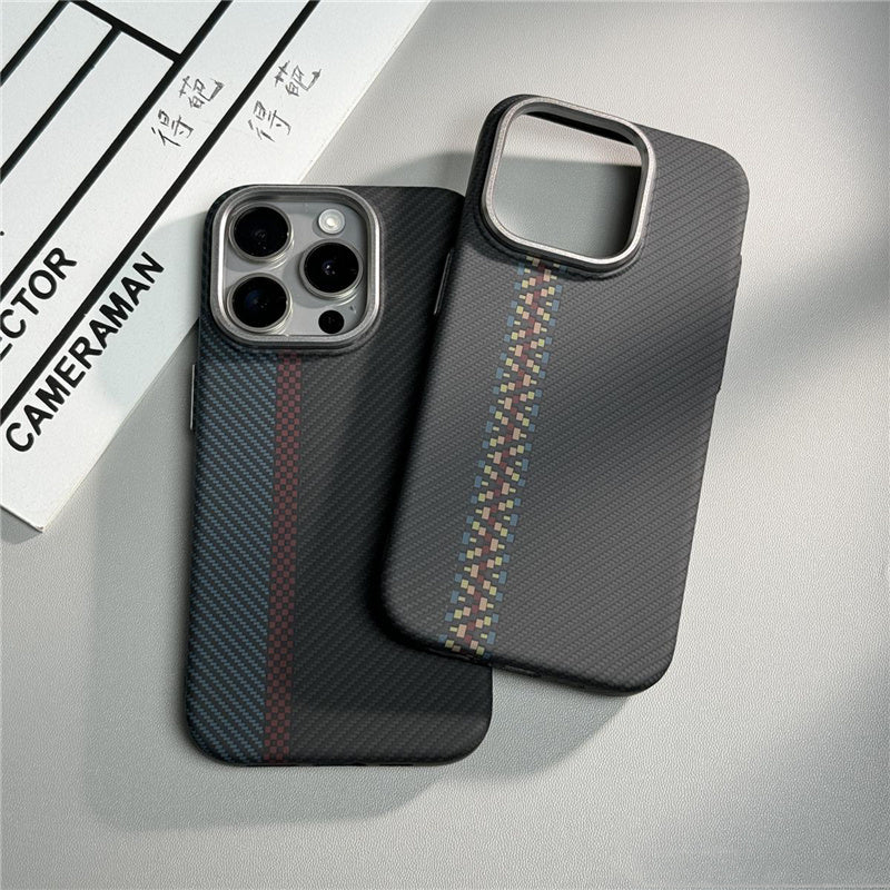 Hit Color Carbon Fiber Texture Magetic Case For iPhone