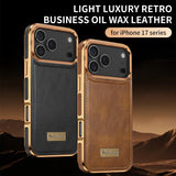 Leather Magnetic Attraction Metal Buttons Case For iPhone