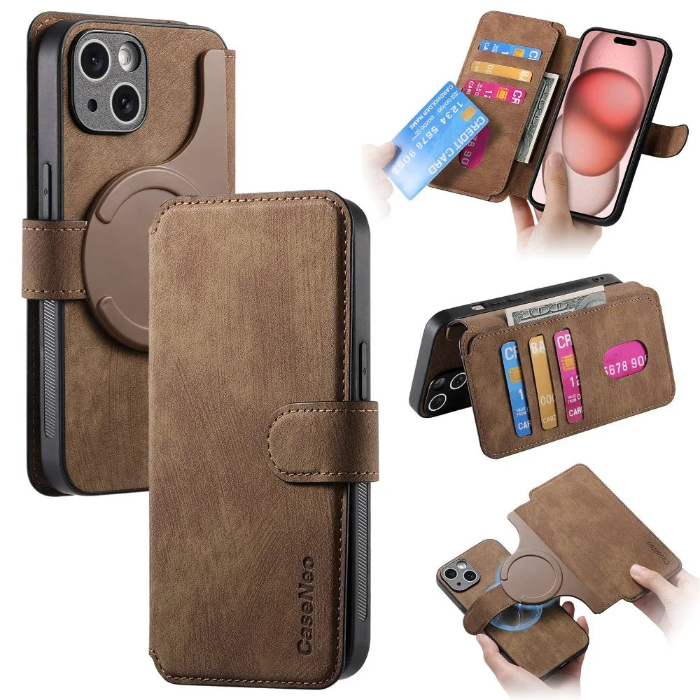 2 in 1 Detachable Card Solt Wallet Magnetic Case For iPhone