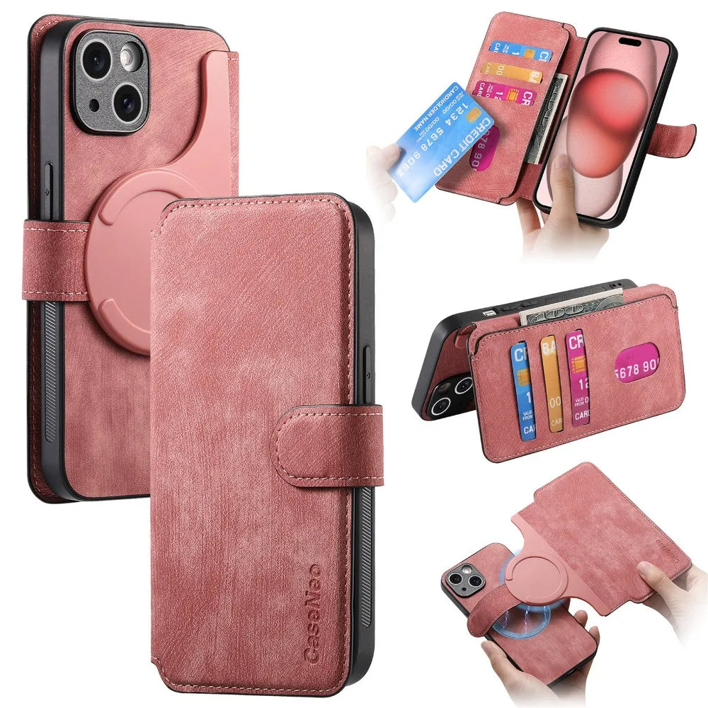 2 in 1 Detachable Card Solt Wallet Magnetic Case For iPhone