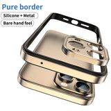 Metal Frame Flat Corner Silicone Case For iPhone