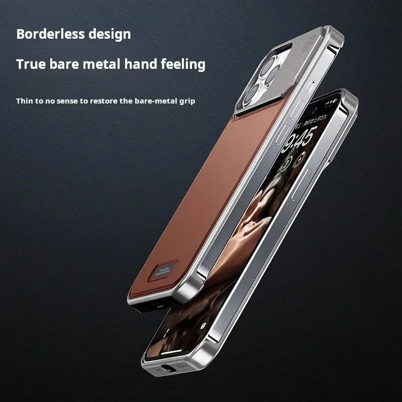 2in1 Aluminum Leather Magnetic Metal Frameless Aromatherapy Case For iPhone