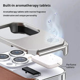 2in1 Aluminum Leather Magnetic Metal Frameless Aromatherapy Case For iPhone