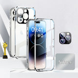 360° Double Sided Glass Magnetic Adsorption Metal Snap Lock Case For iPhone