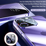 360° Double Sided Glass Magnetic Adsorption Metal Snap Lock Case For iPhone