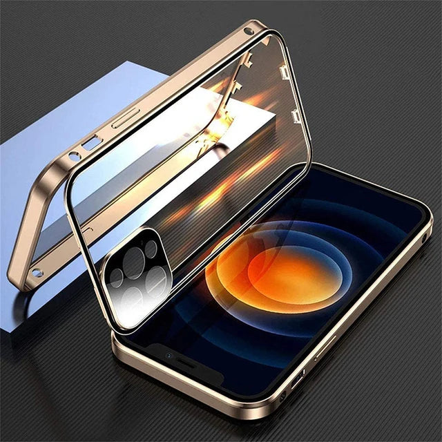 360 Full Protection Metal Magnetic Snap Lock Case For iPhone