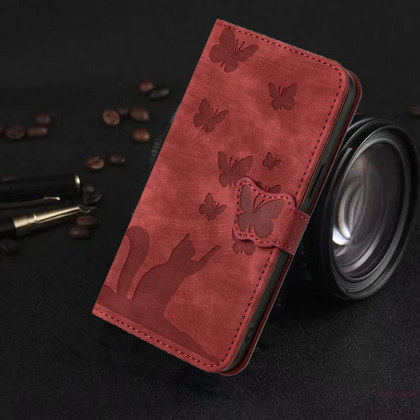 3D Cat Wallet Leather Flip Case for iPhone