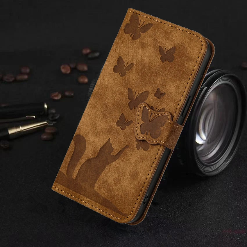 3D Cat Wallet Leather Flip Case for iPhone