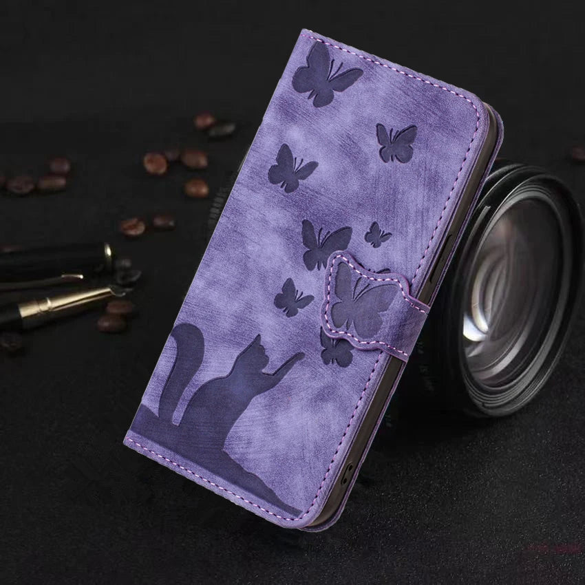 3D Cat Wallet Leather Flip Case for iPhone