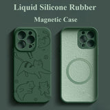 Magnetic Liquid Silicone Cat Drop-Proof Case For iPhone