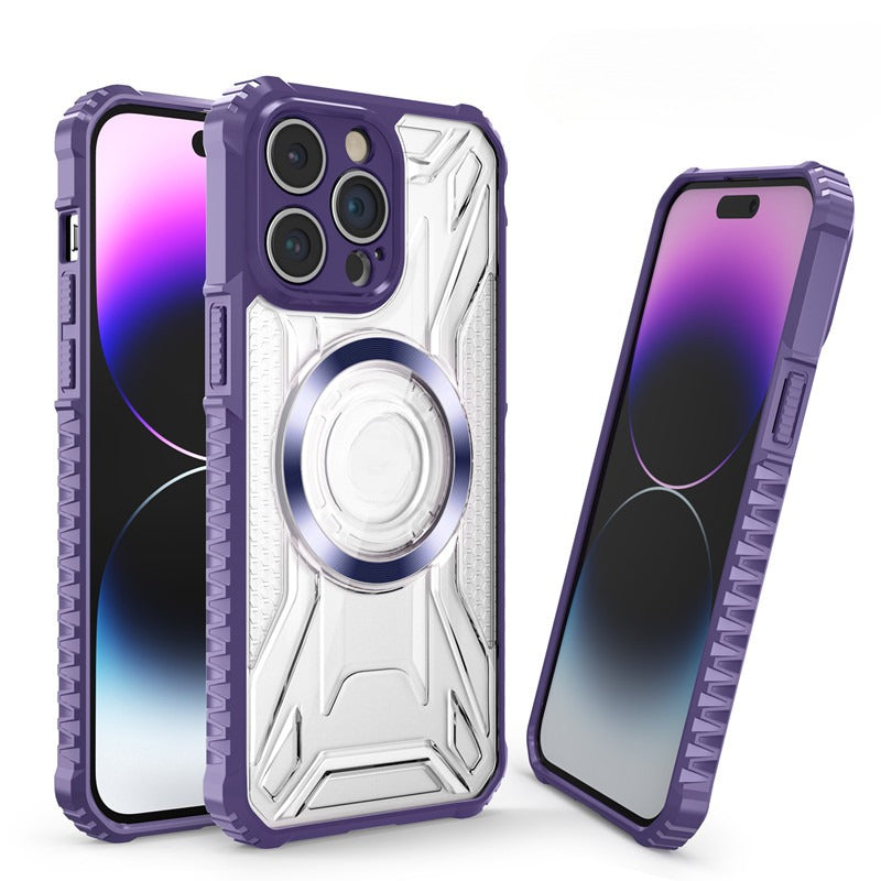 Airbag Thickened Silicone Anti-fall Transparent Magnetic Case For iPhone