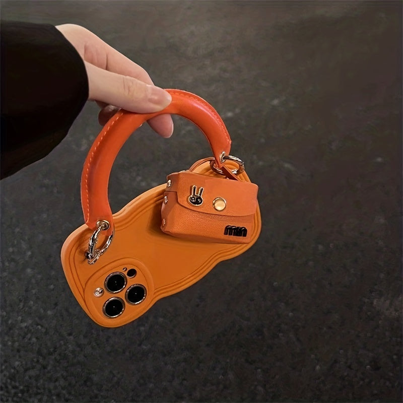 Portable Orange Case With Rabbit Earphone Bag For iPhone