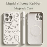 Magnetic Liquid Silicone Cat Drop-Proof Case For iPhone