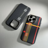 Alloy Lens Hit Color Carbon Fibre Magnetic Case for iPhone