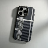 Alloy Lens Hit Color Carbon Fibre Magnetic Case for iPhone