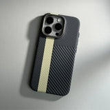 Alloy Lens Hit Color Carbon Fibre Magnetic Case for iPhone