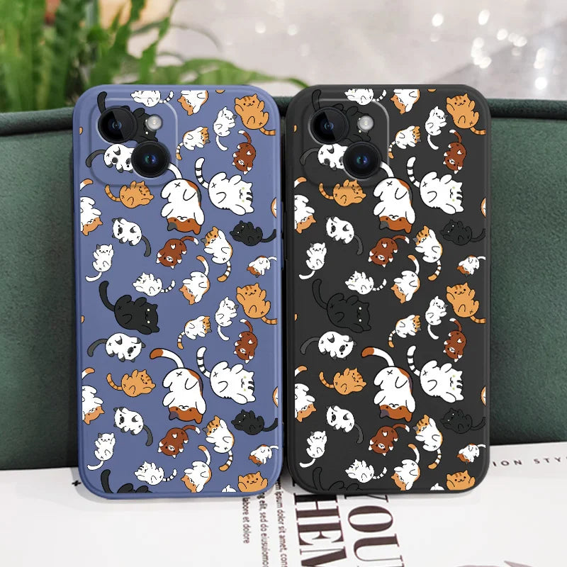 Cat Rolling Liquid Silicone Case For iPhone