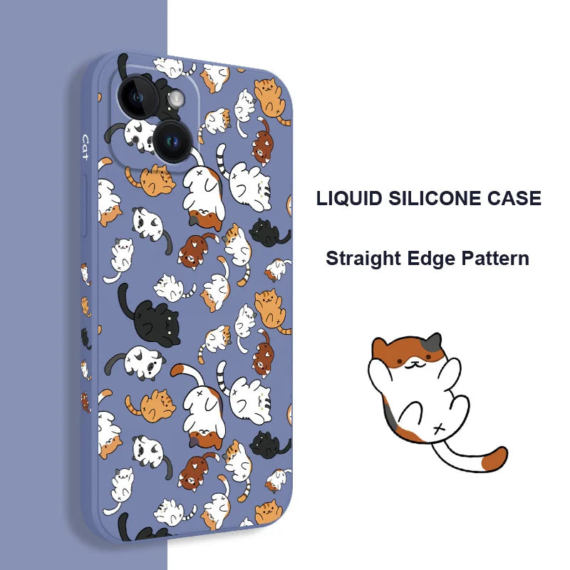 Cat Rolling Liquid Silicone Case For iPhone